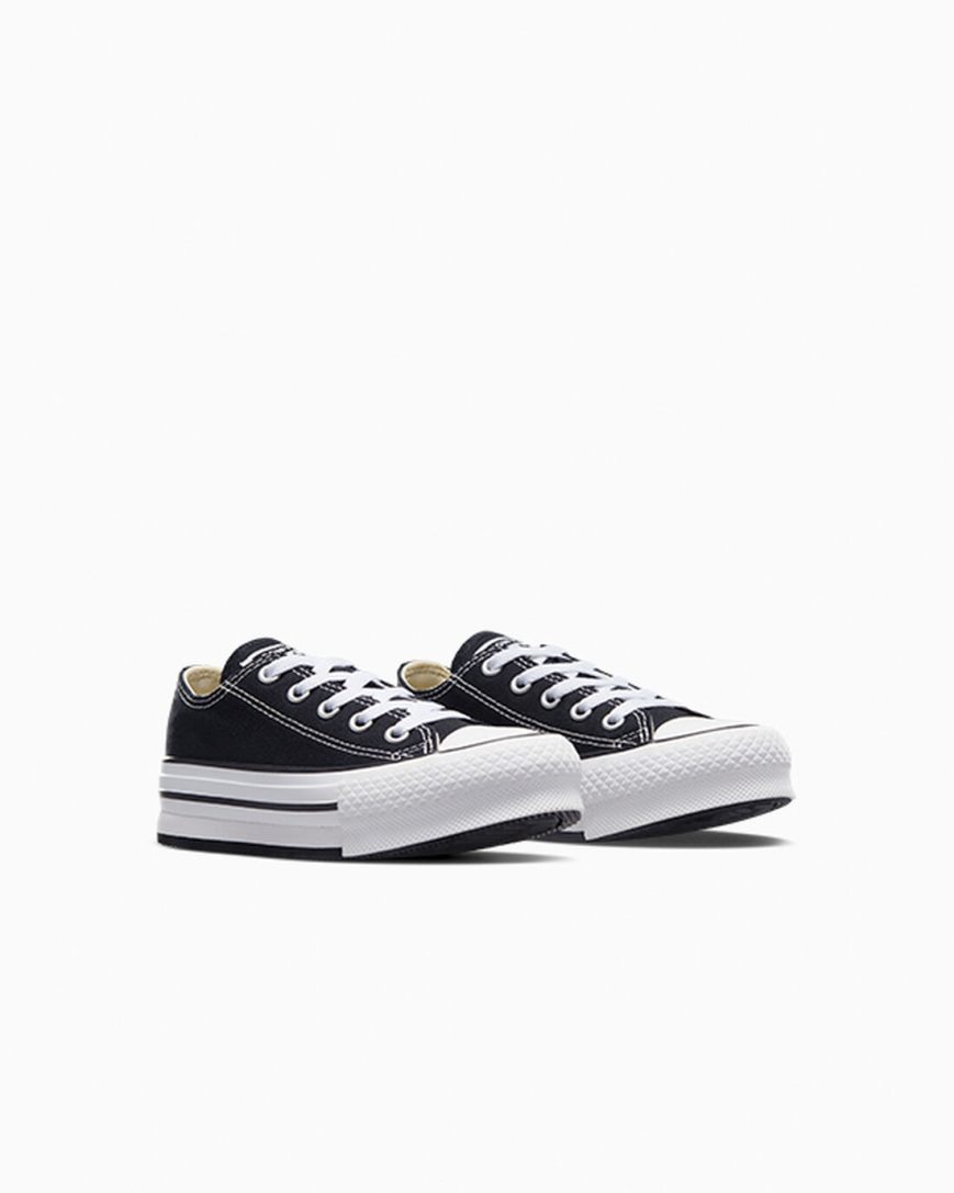 Dívčí Boty Na Platformy Converse Chuck Taylor All Star Lift Nízké Černé Bílé Černé | CZ DY31P83